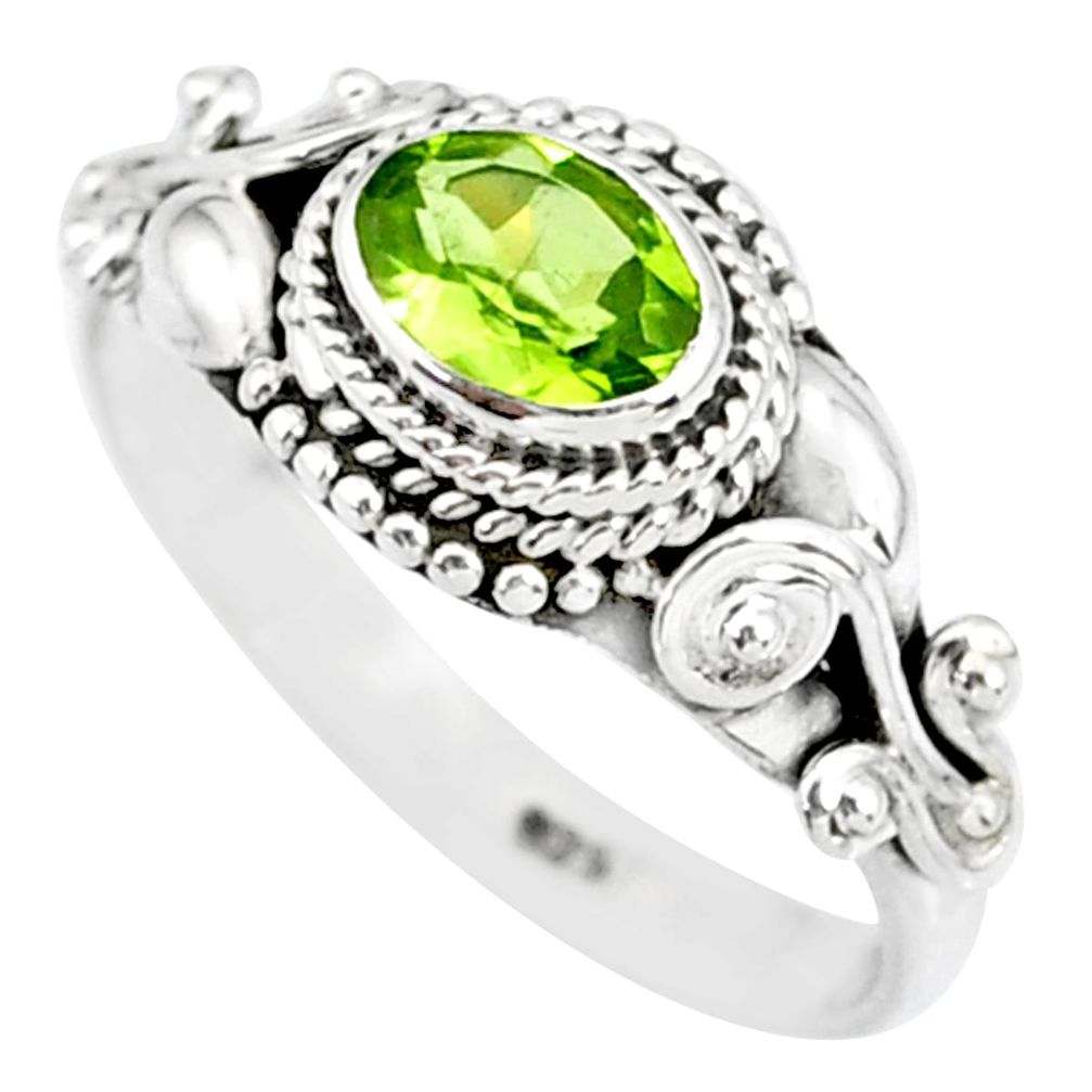 925 silver 1.47cts natural green peridot solitaire ring jewelry size 8 r85544