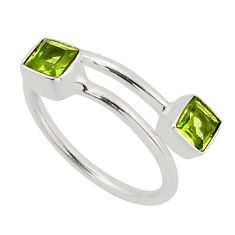 925 silver 1.12cts natural green peridot square adjustable ring size 6.5 y79423