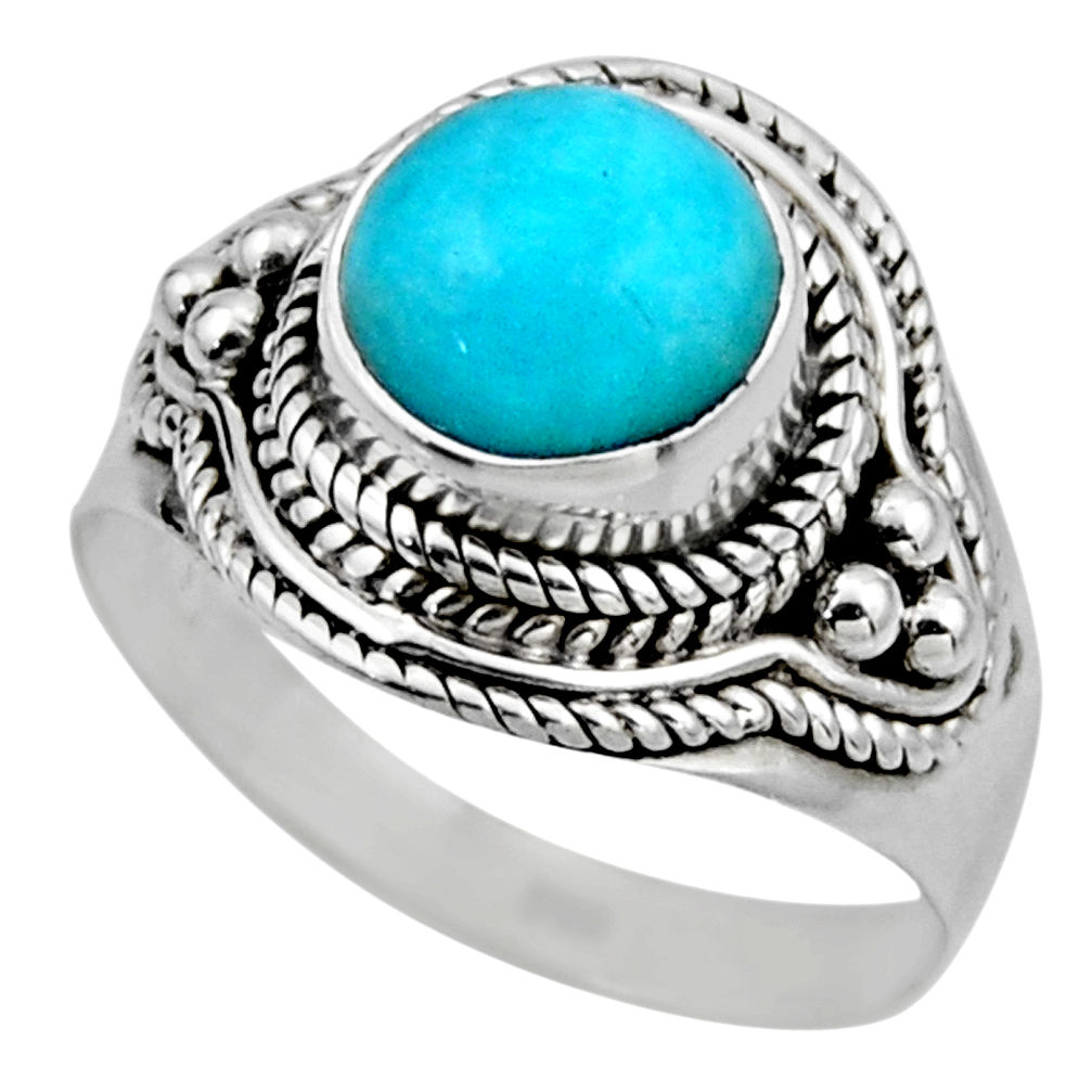 925 silver 2.72cts natural green peruvian amazonite solitaire ring size 7 r53494