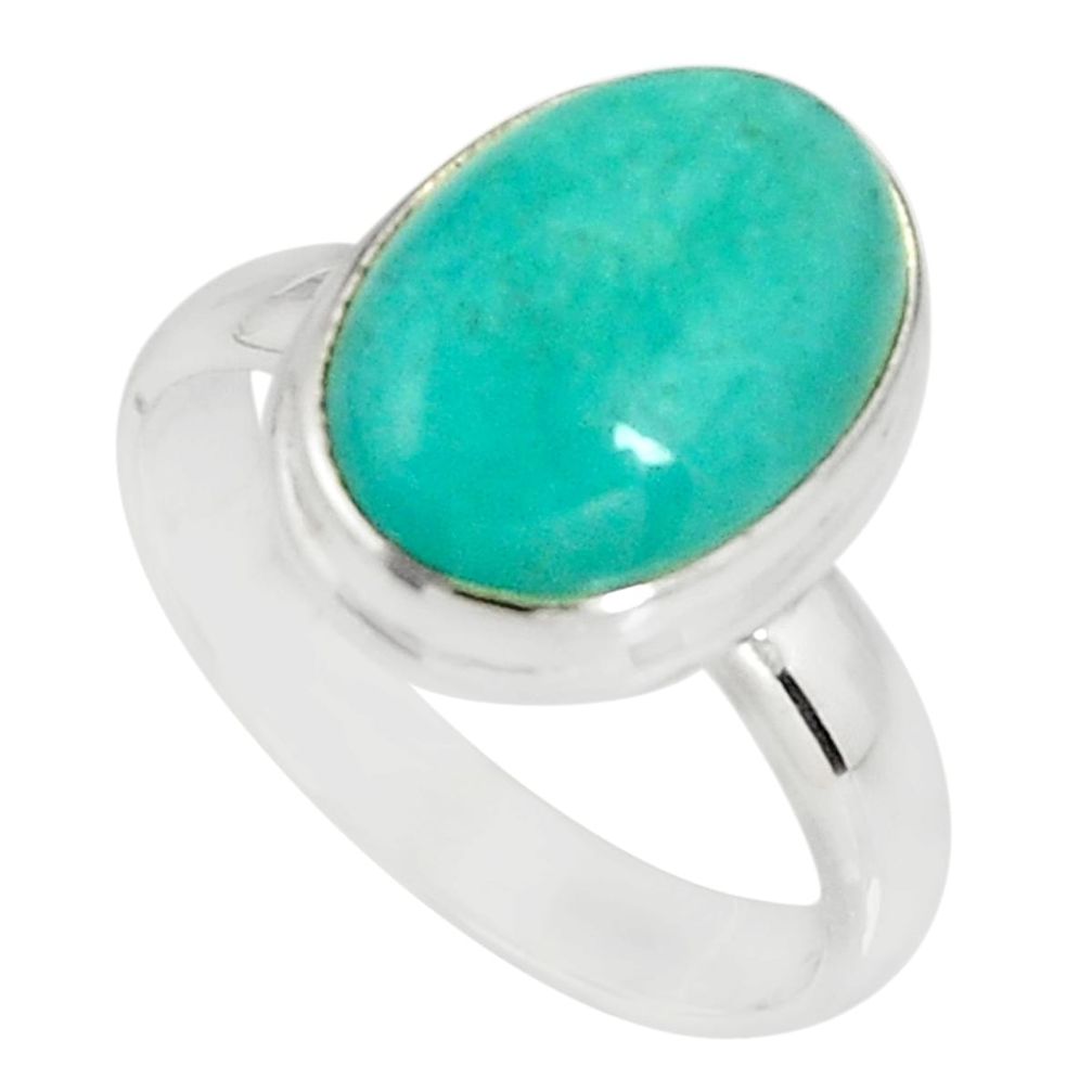 925 silver 6.02cts natural green peruvian amazonite solitaire ring size 8 r19309