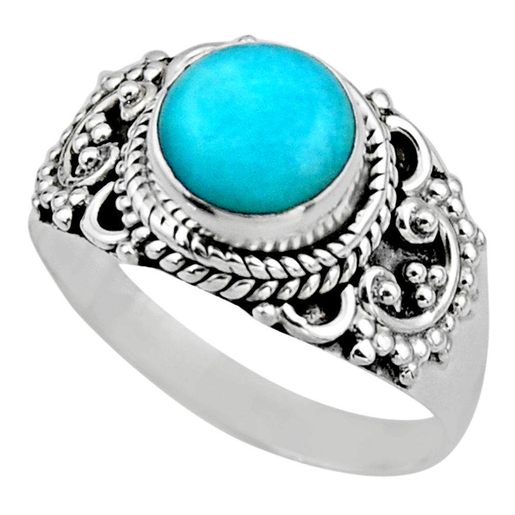 925 silver 2.72cts natural green peruvian amazonite solitaire ring size 8 r53484