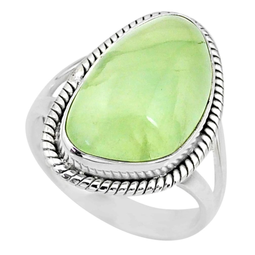 925 silver 12.31cts natural green prehnite solitaire ring jewelry size 8 r72780