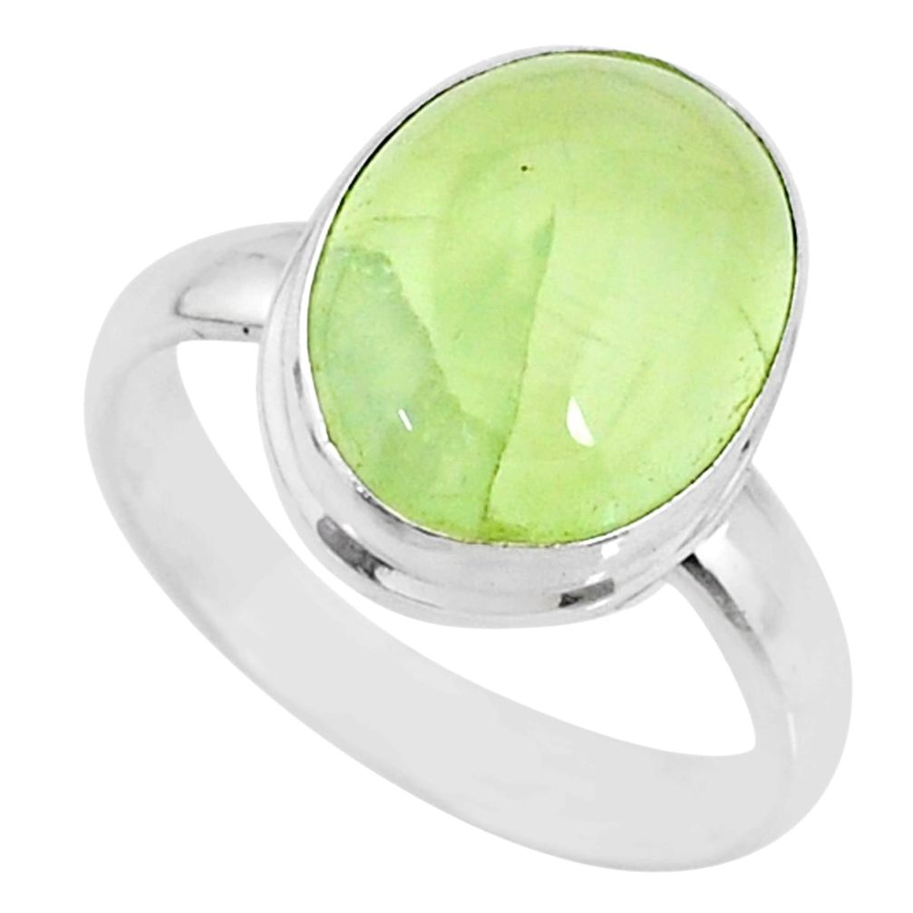 925 silver 6.54cts natural green prehnite solitaire ring jewelry size 8 r72809