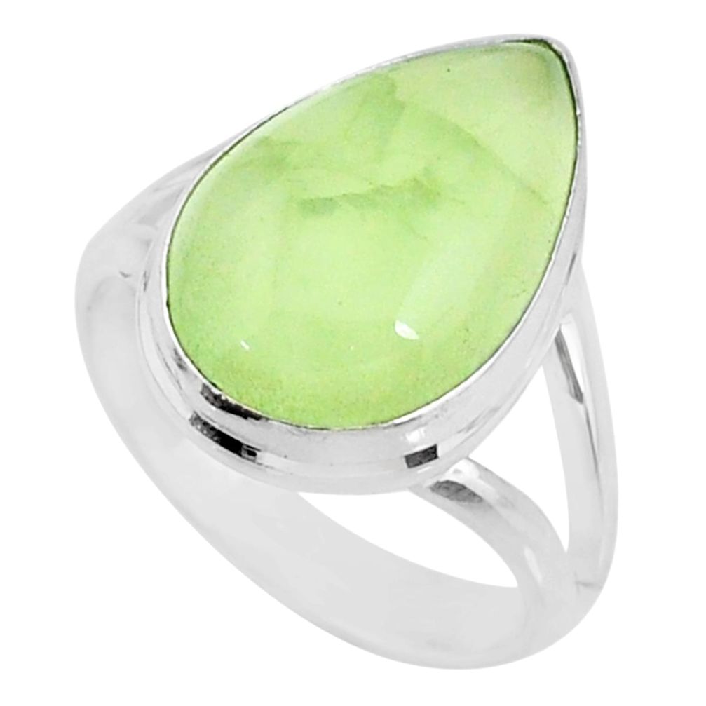 925 silver 10.70cts natural green prehnite solitaire ring jewelry size 8 r72816