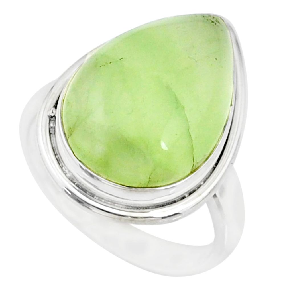 925 silver 13.57cts natural green prehnite solitaire ring jewelry size 8 r72820