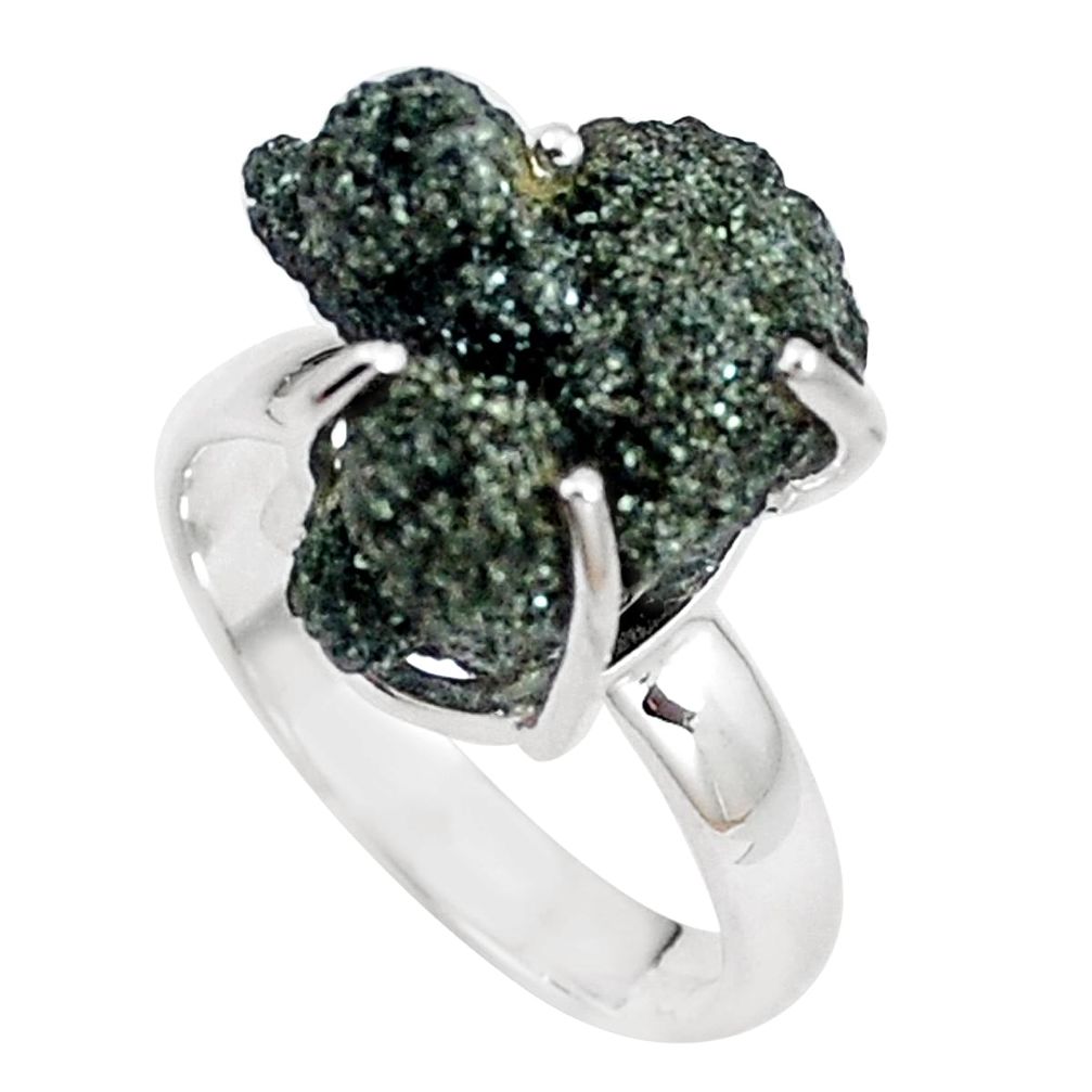 925 silver natural green seraphinite in quartz solitaire ring size 7.5 p16673