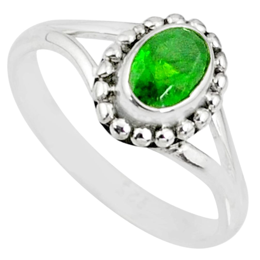 silver 1.56cts natural green tourmaline solitaire handmade ring size 9 r82164