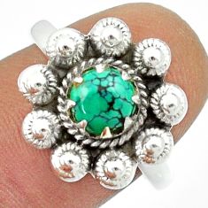 925 silver 1.07cts natural green turquoise tibetan flower ring size 9 u23094
