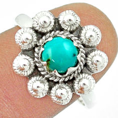 925 silver 1.07cts natural green turquoise tibetan flower ring size 9.5 u23085