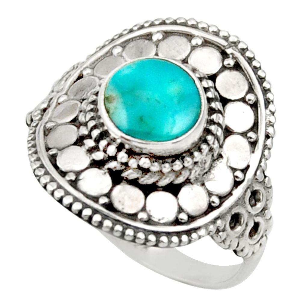 ts natural green turquoise tibetan solitaire ring size 8 d36131