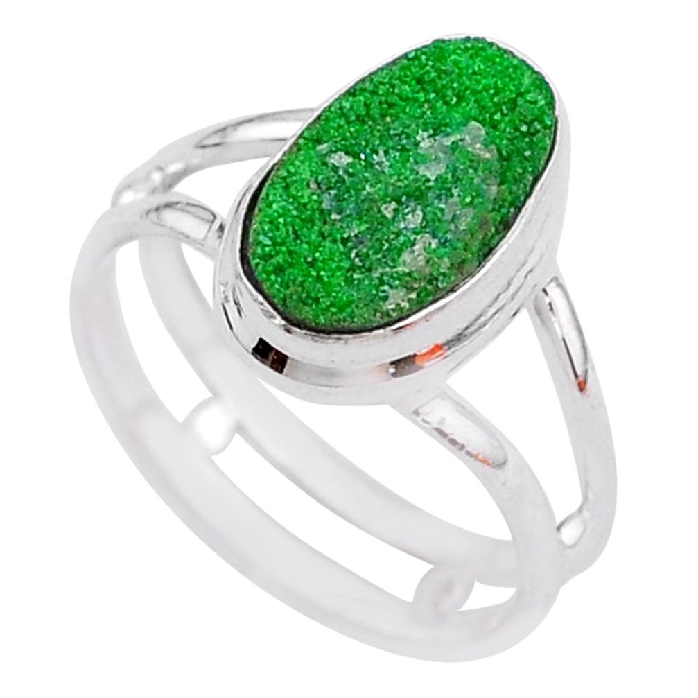 925 silver 4.82cts natural green uvarovite garnet solitaire ring size 7.5 t2013