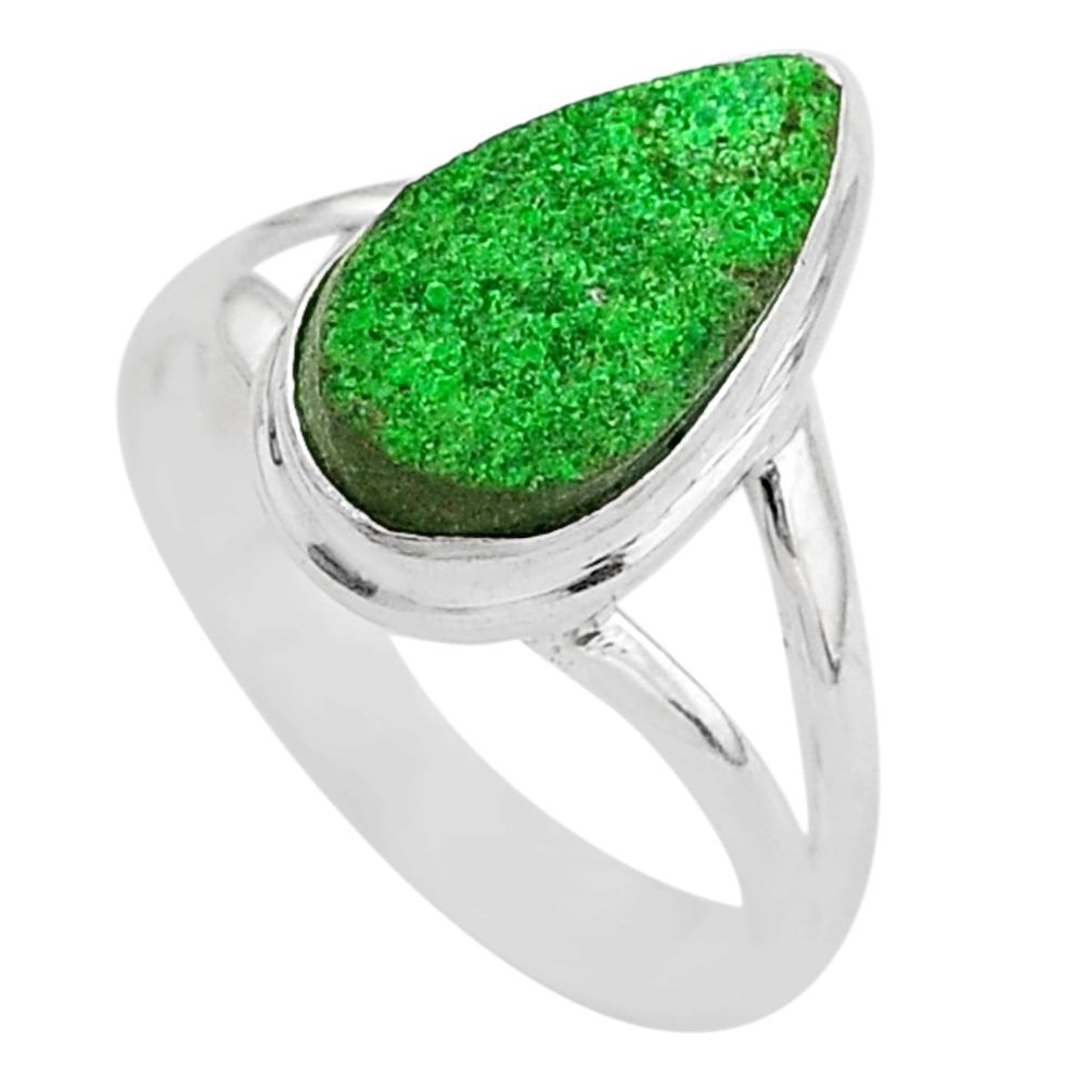 925 silver 5.63cts natural green uvarovite garnet solitaire ring size 8.5 t2024