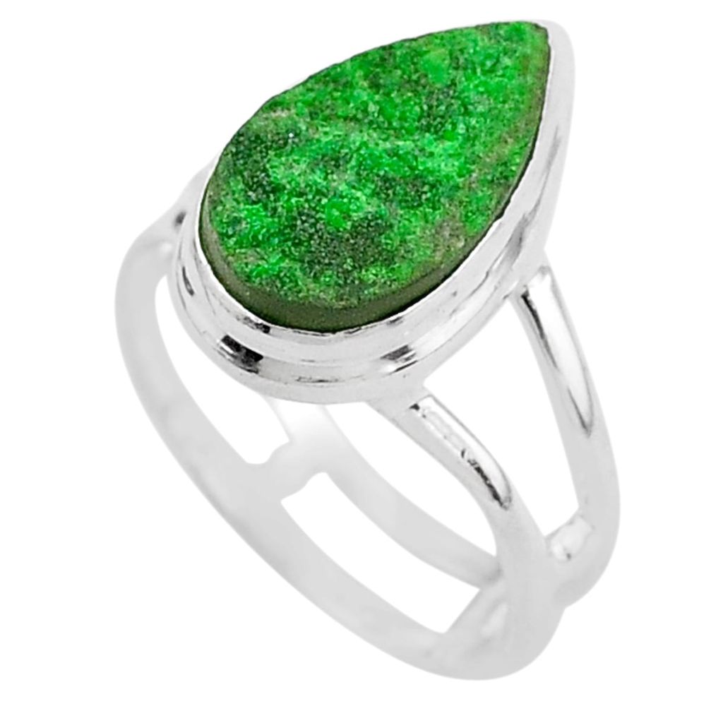 925 silver 5.87cts natural green uvarovite garnet solitaire ring size 8.5 t2037