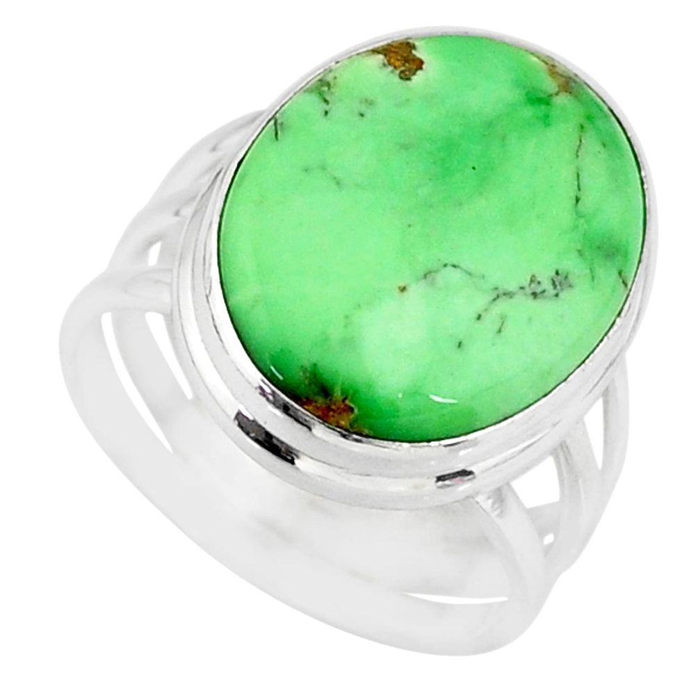925 silver 13.77cts natural green variscite oval solitaire ring size 7.5 r83624