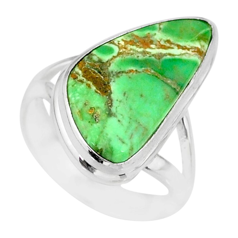 925 silver 11.23cts natural green variscite solitaire ring jewelry size 7 r83637