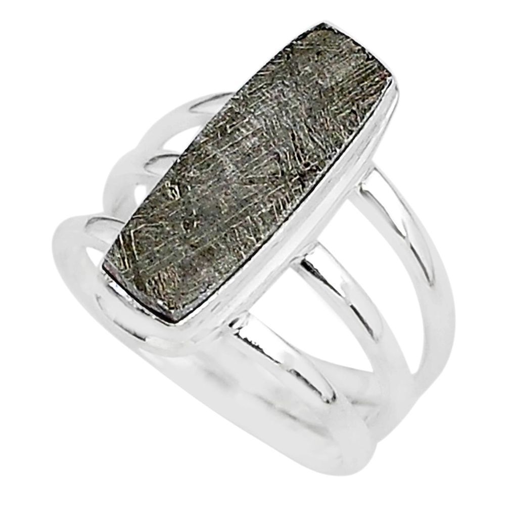 925 silver 6.16cts natural grey meteorite gibeon solitaire ring size 7 r95429