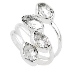925 silver 12.45cts natural herkimer diamond adjustable ring size 8.5 t72733