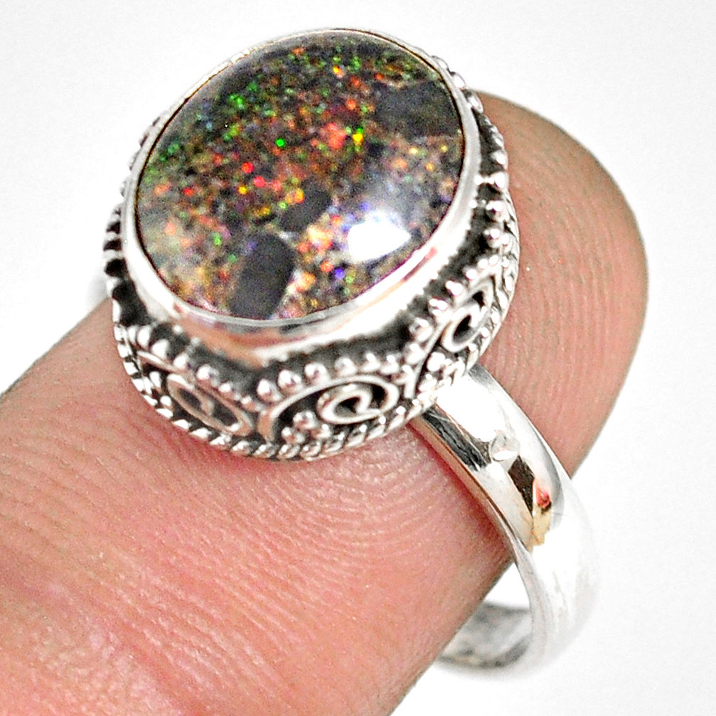 925 silver 5.52cts natural honduran matrix opal solitaire ring size 8.5 r76098