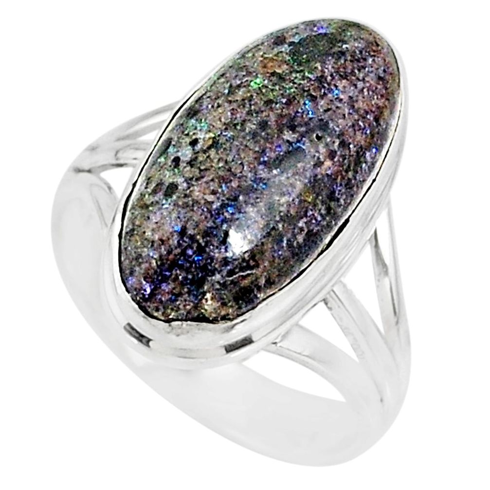 925 silver 9.47cts natural honduran matrix opal solitaire ring size 8.5 r80358