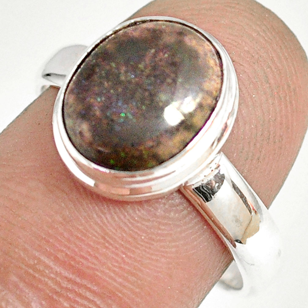 925 silver 4.99cts natural honduran matrix opal solitaire ring size 8 r76040