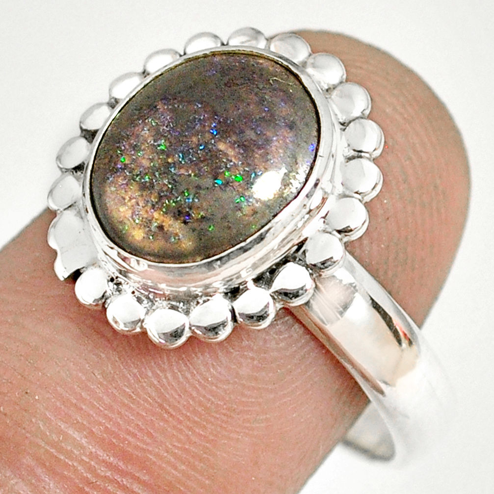 925 silver 5.11cts natural honduran matrix opal solitaire ring size 9 r76004
