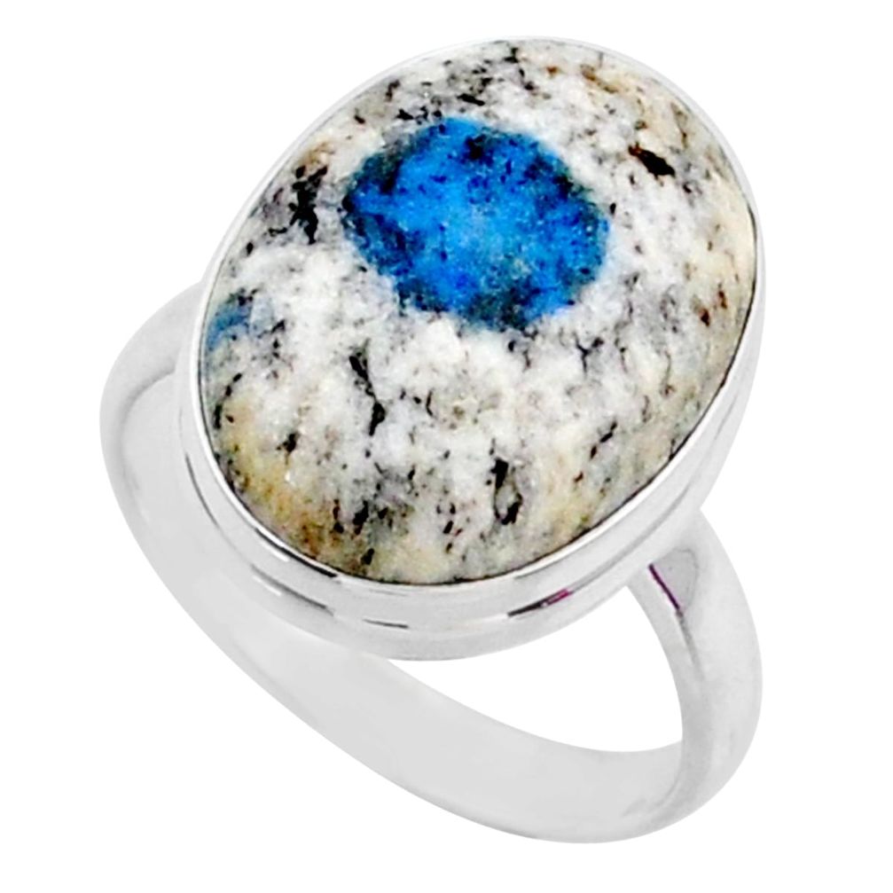 925 silver 13.87cts natural k2 blue (azurite in quartz) ring size 9 r66307