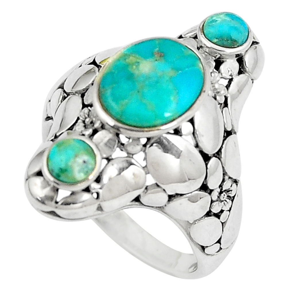 925 silver 4.91cts natural kingman turquoise solitaire ring size 8.5 c10664