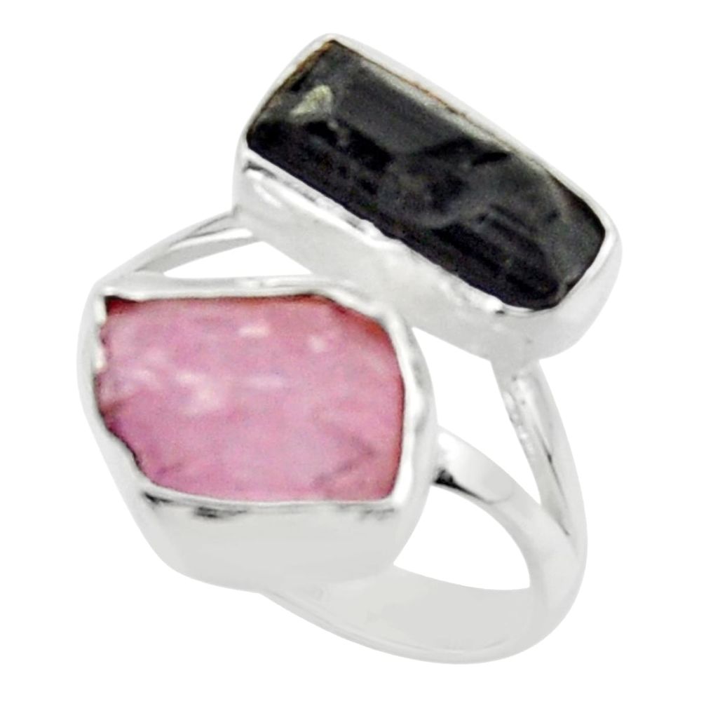 925 silver 13.77cts natural kunzite rough tourmaline rough ring size 9 r49114