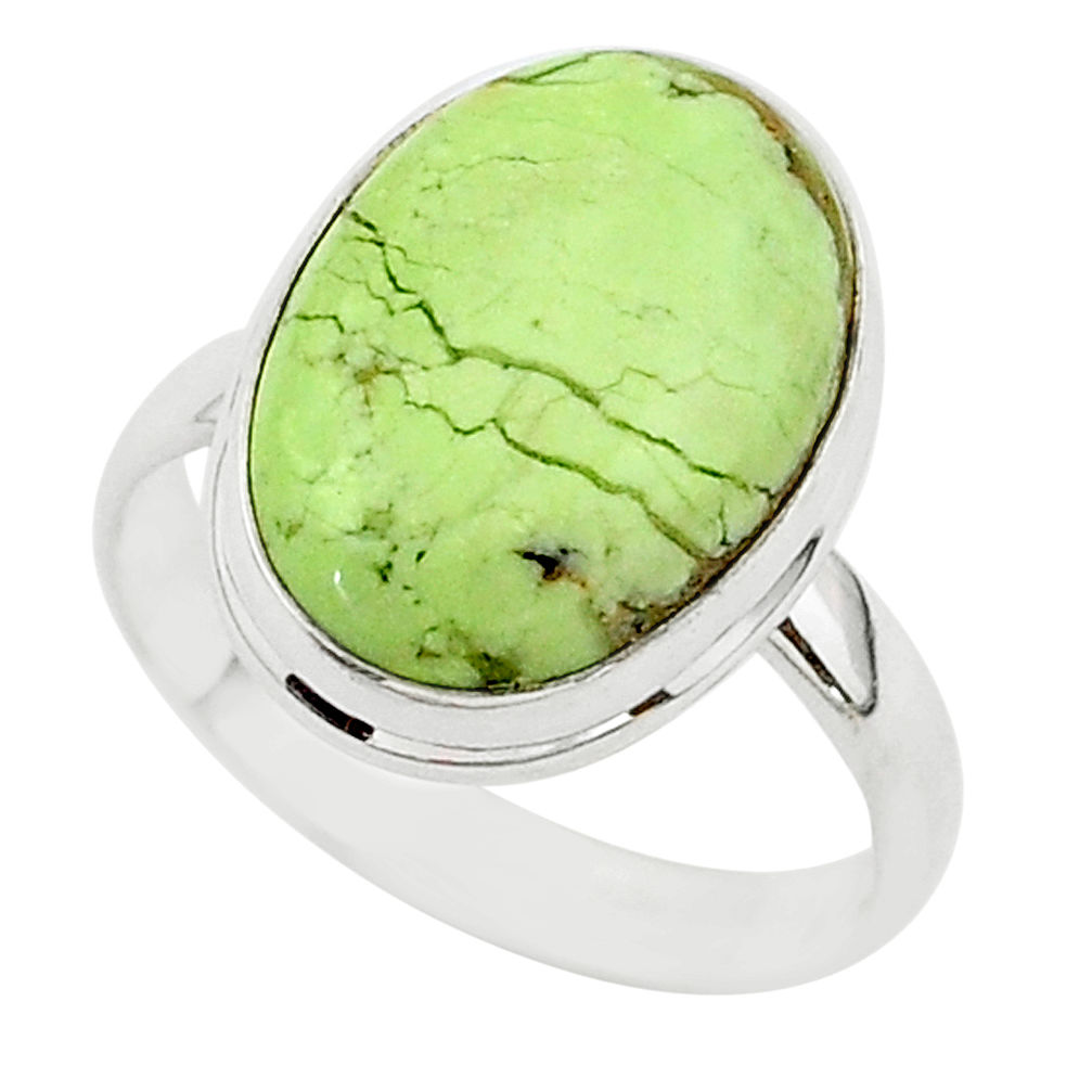 925 silver 14.65cts natural lemon chrysoprase solitaire ring size 10 r95780