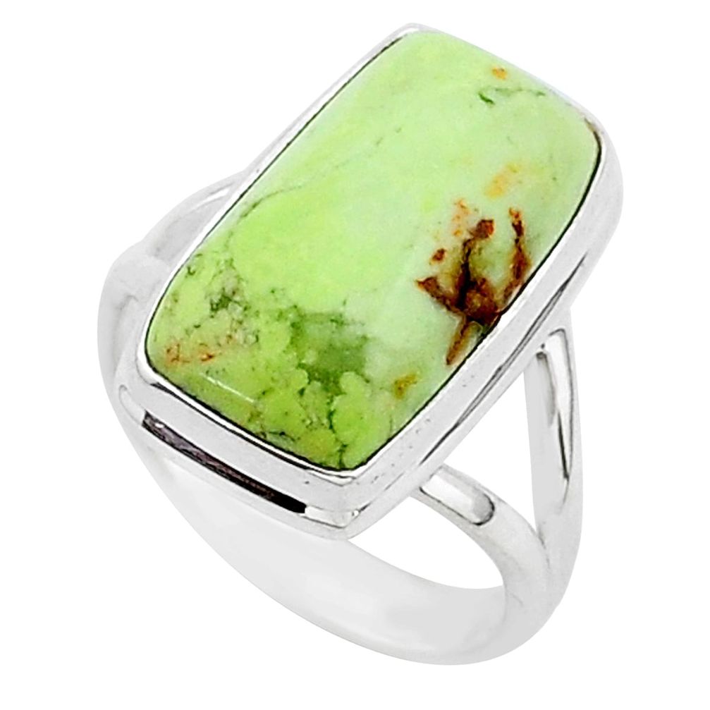 925 silver 9.74cts natural lemon chrysoprase solitaire ring size 7 r95776