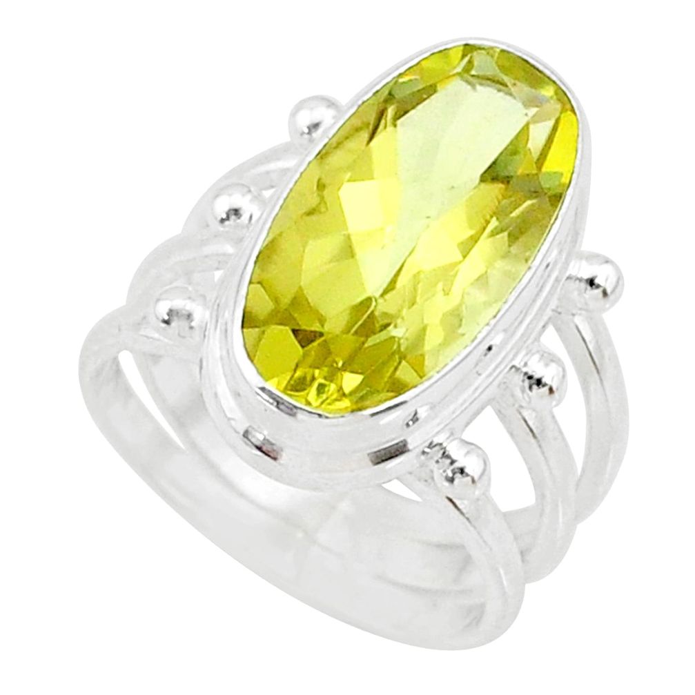 925 silver 6.04cts natural lemon topaz oval shape solitaire ring size 6.5 r73490