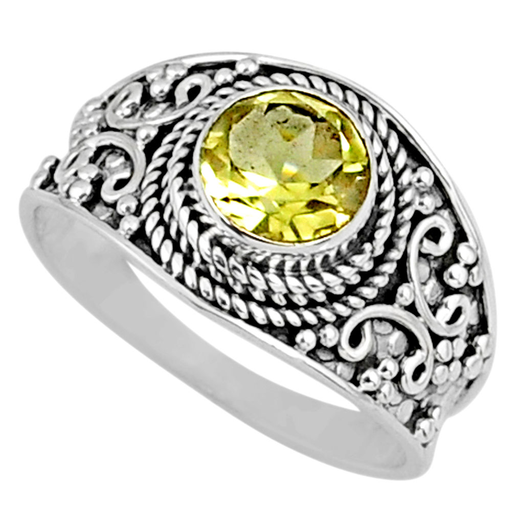 925 silver 2.61cts natural lemon topaz round shape solitaire ring size 9 r58645