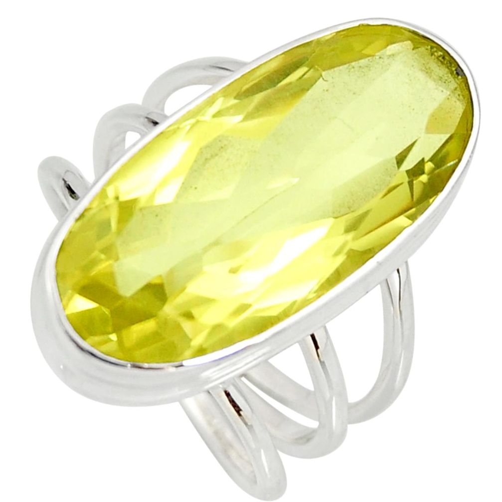 925 silver 12.70cts natural lemon topaz solitaire ring jewelry size 7.5 r27084