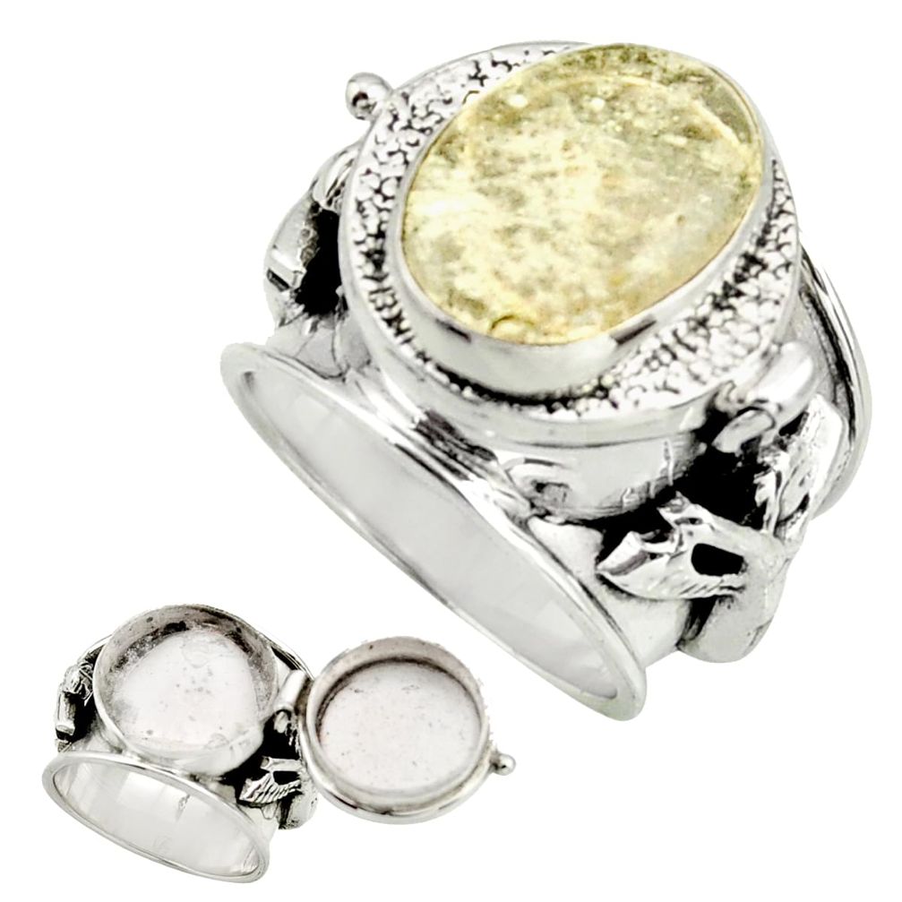 925 silver 5.21cts natural libyan desert glass poison box ring size 6 r26674