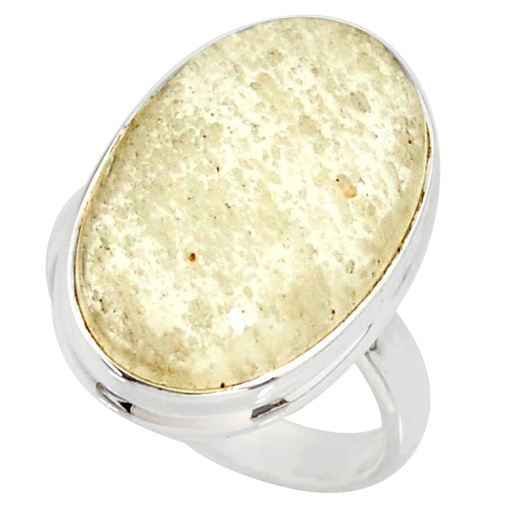 925 silver 13.87cts natural libyan desert glass solitaire ring size 7 r37860