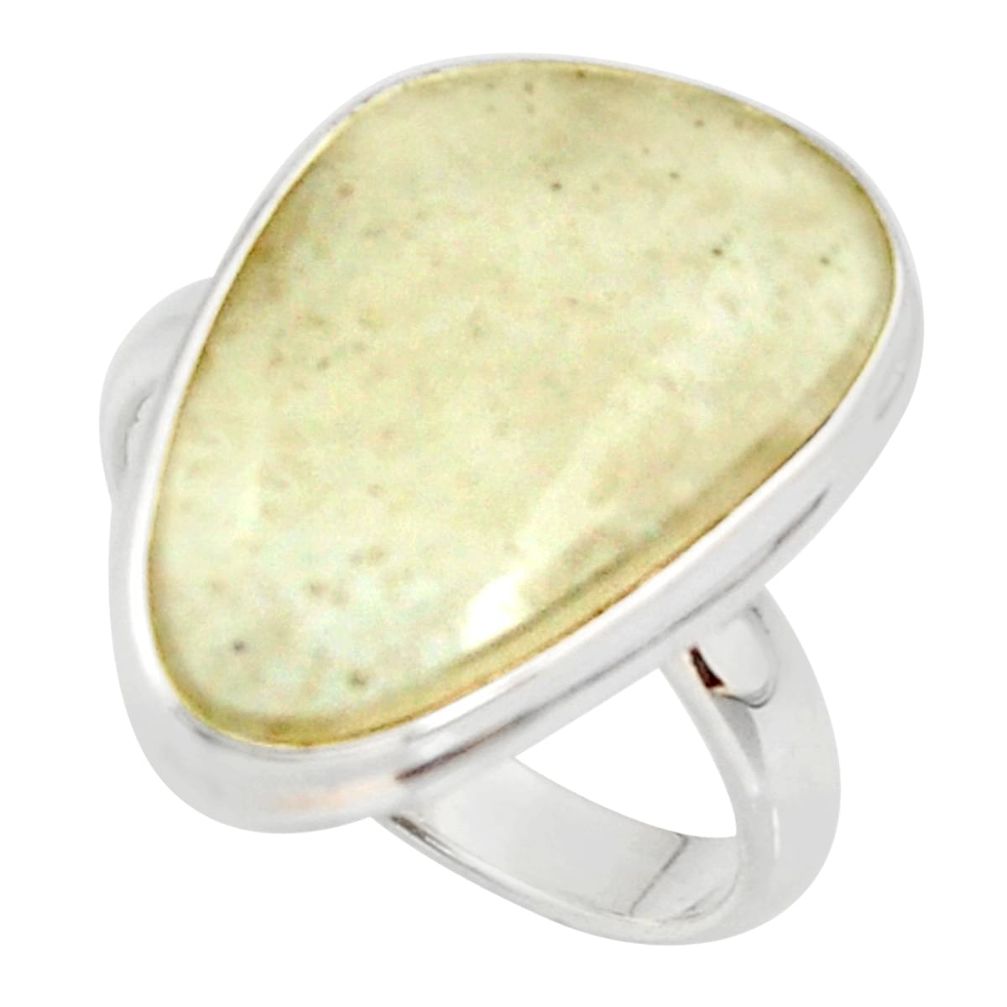 925 silver 13.55cts natural libyan desert glass solitaire ring size 8 r37824