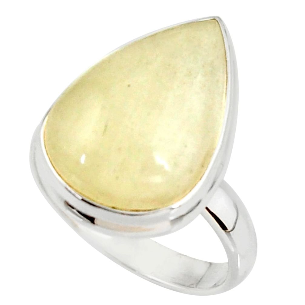 925 silver 14.40cts natural libyan desert glass solitaire ring size 8 r37834