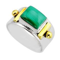 925 silver 2.82cts natural malachite (pilot's stone) gold ring size 7.5 y62335