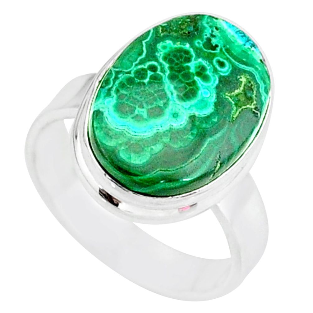 925 silver 9.57cts natural malachite in chrysocolla solitaire ring size 7 r83552