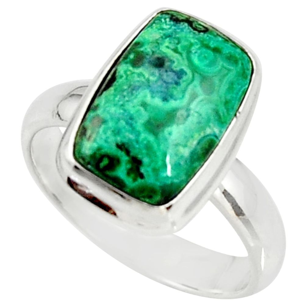 925 silver 7.11cts natural malachite in chrysocolla solitaire ring size 8 r34580