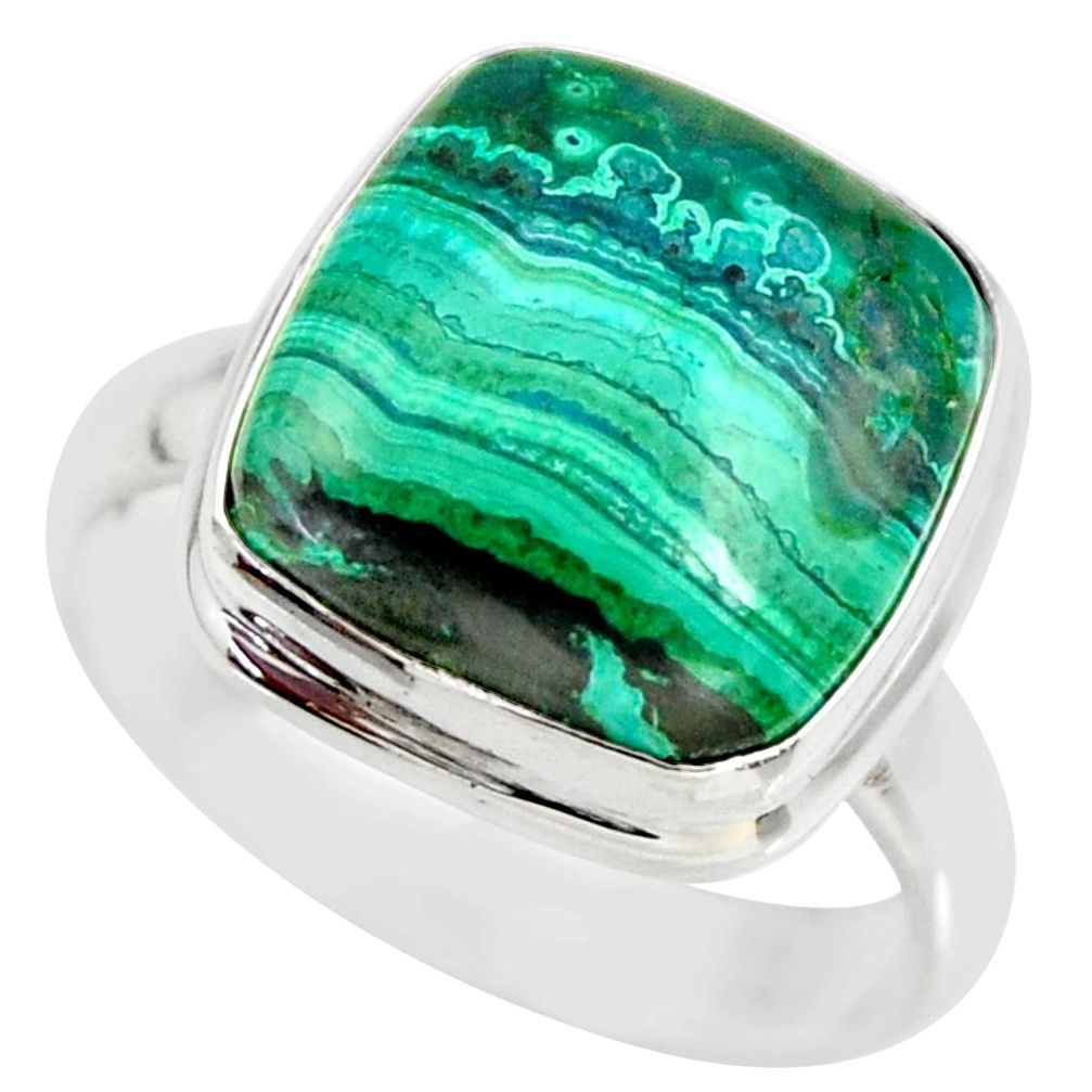 925 silver 9.65cts natural malachite in chrysocolla solitaire ring size 8 r34592