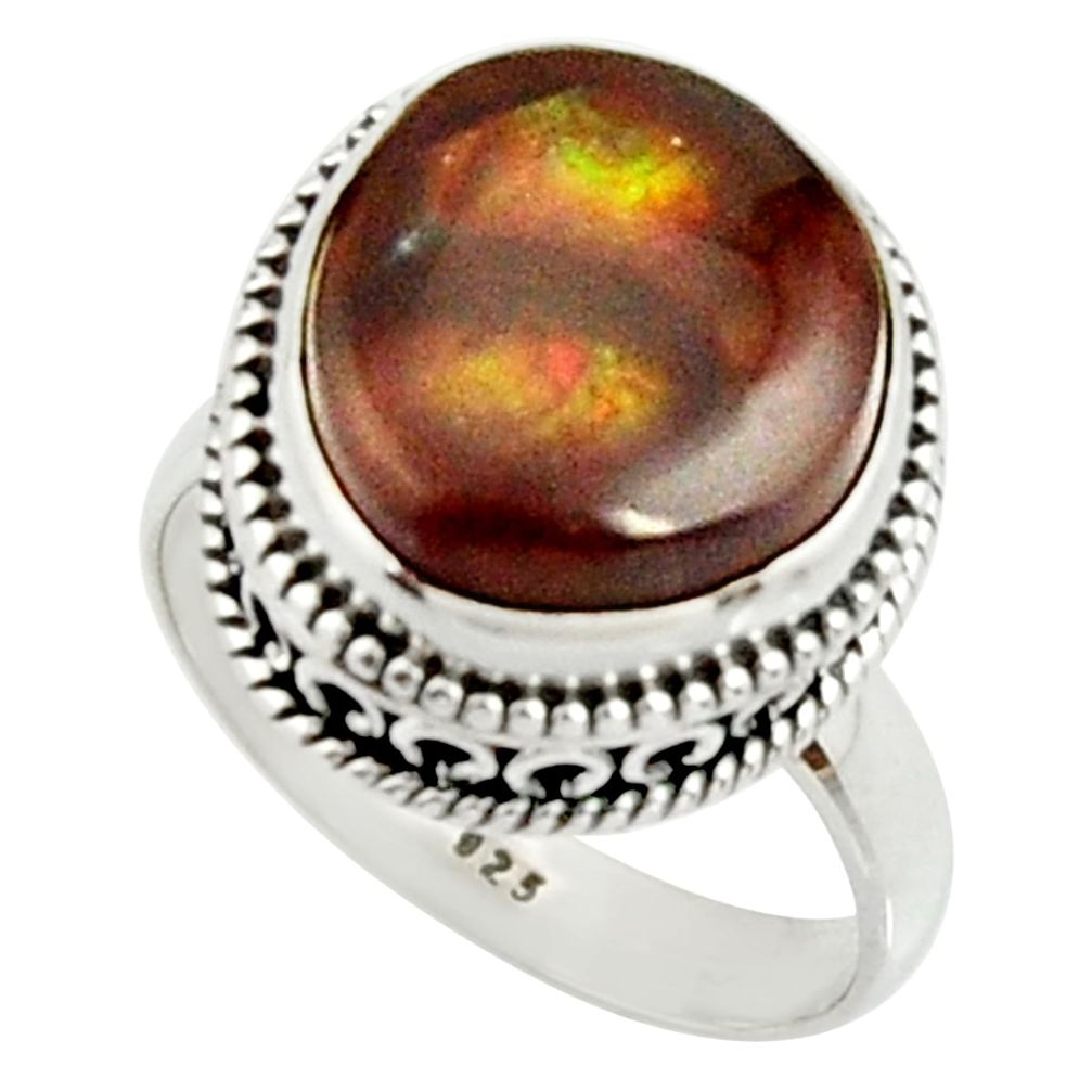 925 silver 6.80cts natural mexican fire agate fancy solitaire ring size 7 r22029