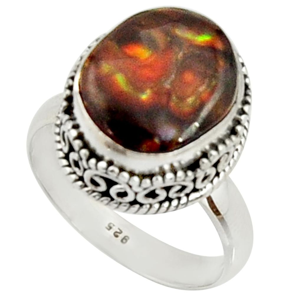925 silver 6.57cts natural mexican fire agate fancy solitaire ring size 8 r22024