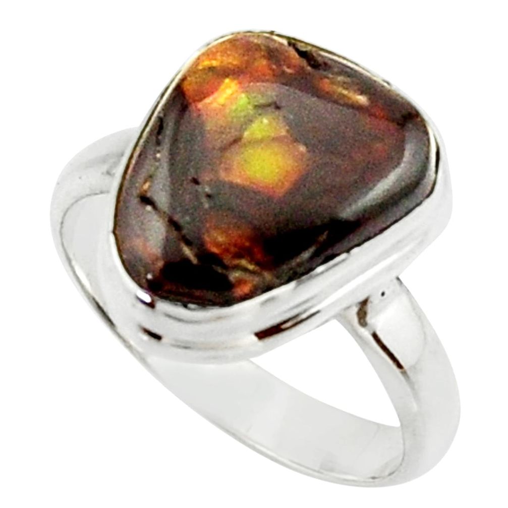 925 silver 6.31cts natural mexican fire agate fancy solitaire ring size 9 r22279