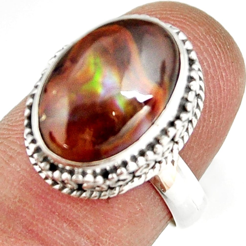 925 silver 5.95cts natural mexican fire agate solitaire ring size 6.5 r19291