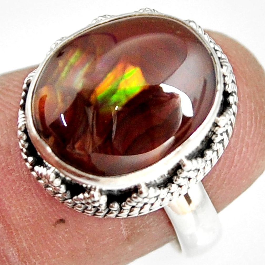 925 silver 6.79cts natural mexican fire agate solitaire ring size 6.5 r19299
