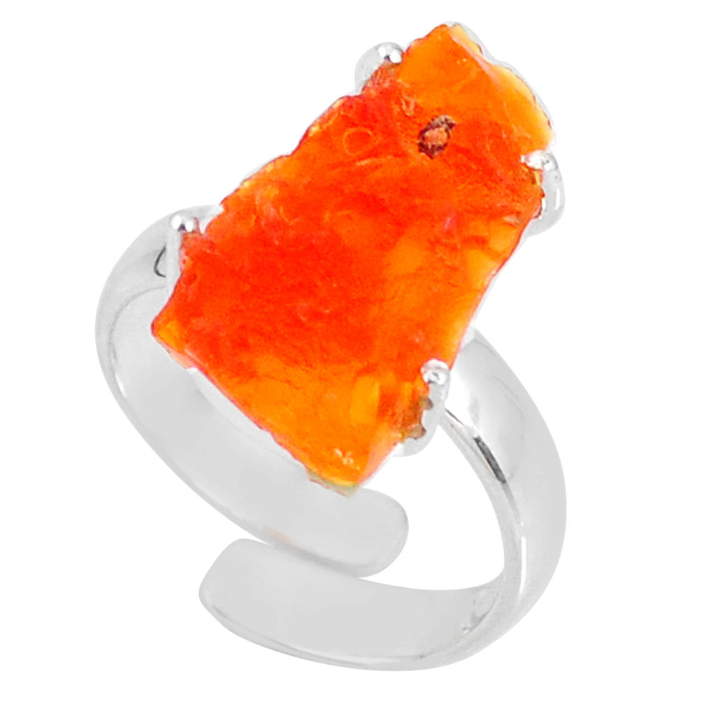 925 silver 7.62cts natural mexican fire opal adjustable ring size 6.5 r60137