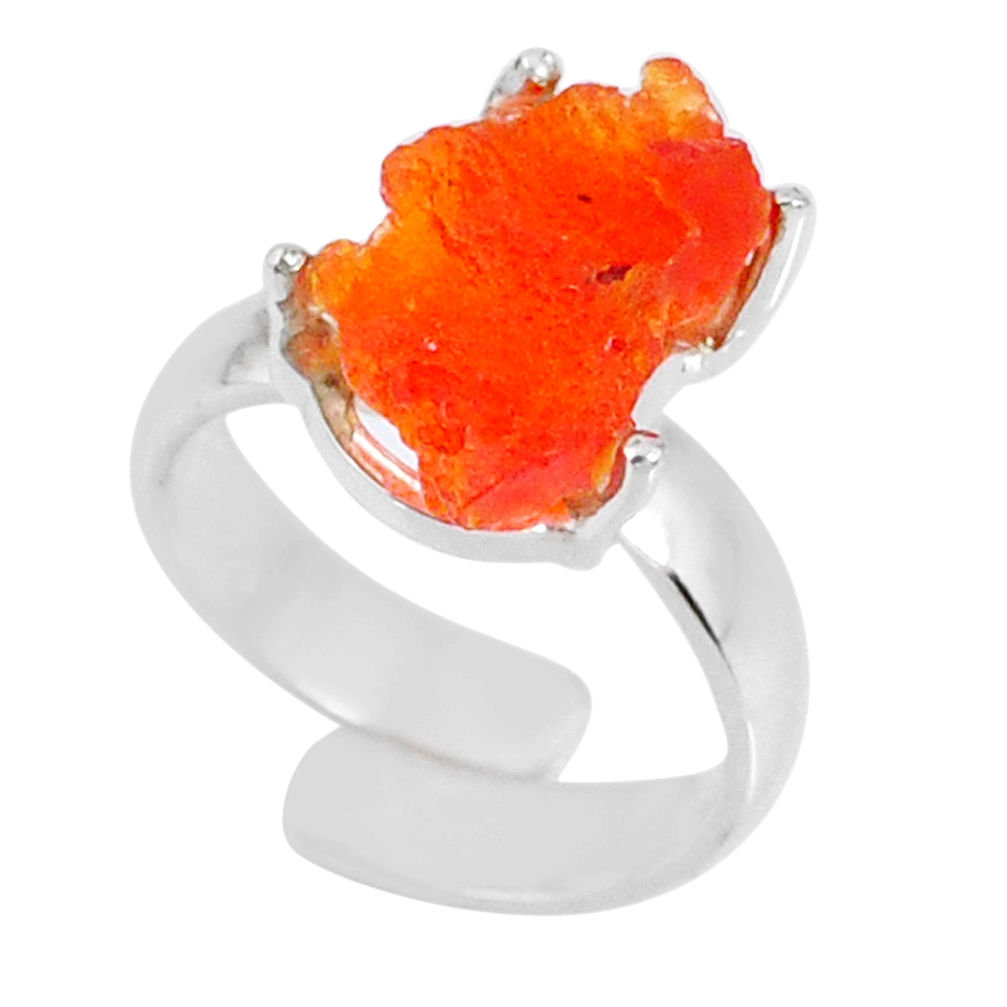 925 silver 5.79cts natural mexican fire opal adjustable ring size 4.5 r60140