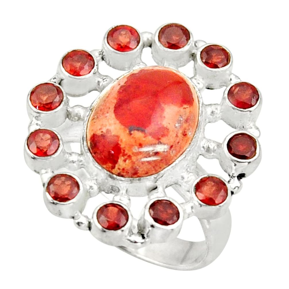 925 silver 12.29cts natural mexican fire opal ring size 7 d47423