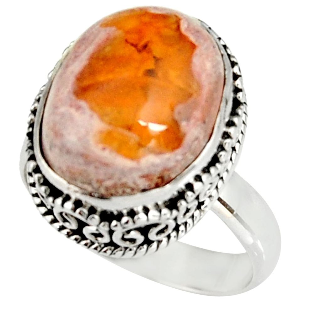 925 silver 8.03cts natural mexican fire opal solitaire ring size 7.5 r19268